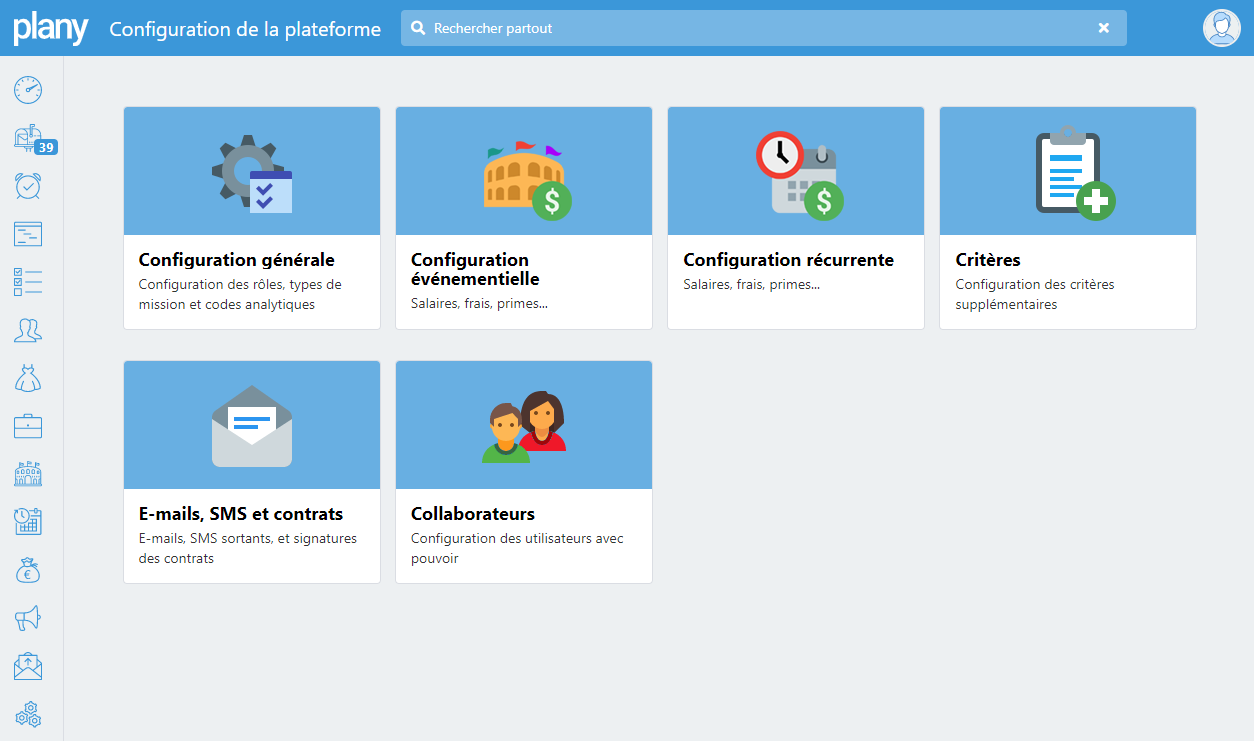 Nouvelle page de configuration réorganisée