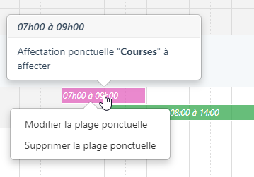 Plage ponctuelle non affectée sur le planning