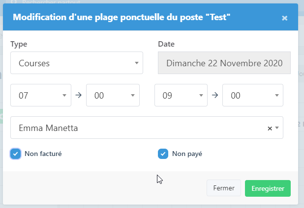 Affectation et modification de la plage précédemment créée