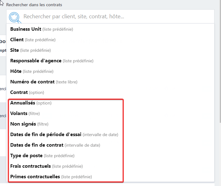 Nouveaux filtres sur le listing de contrats récurrents