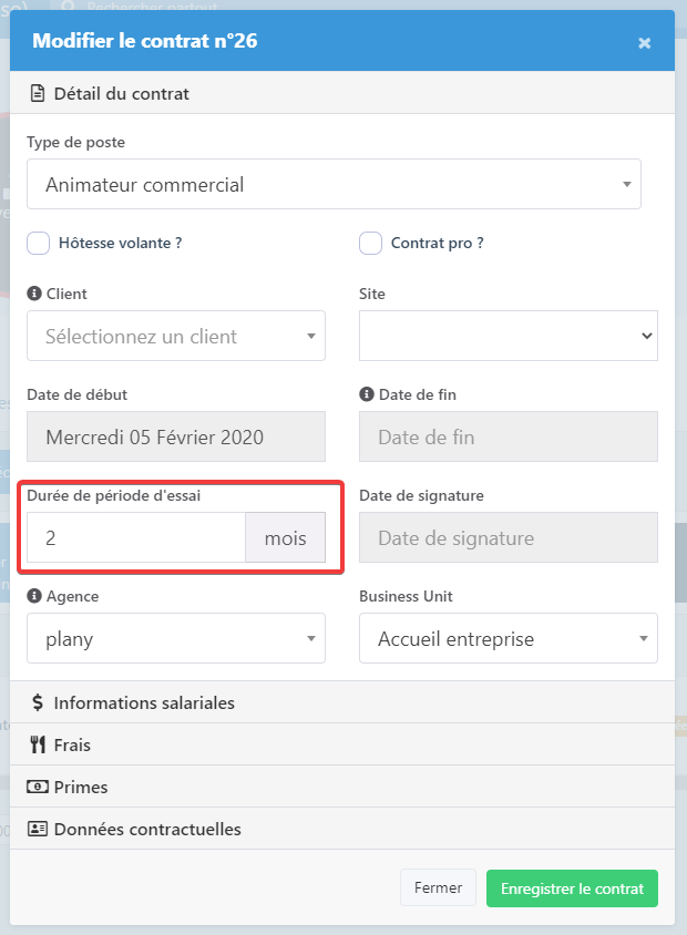 Durée de période d'essai maintenant en mois sur les CDI