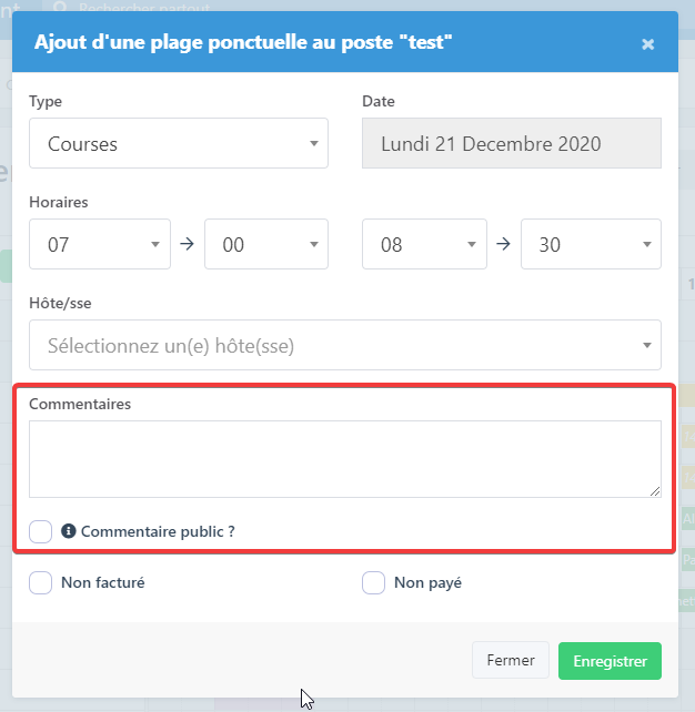 Commentaires sur les plages ponctuelles